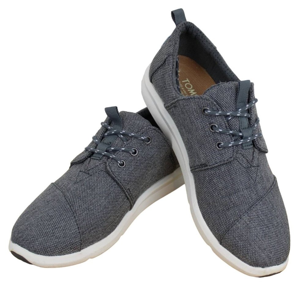 Toms Womens Del Rey Sneakers Shoes Gray White 10010856 Low Top Melange Canvas 6M